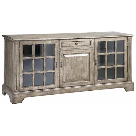 Media Console w/ Pane Styled Glass Doors